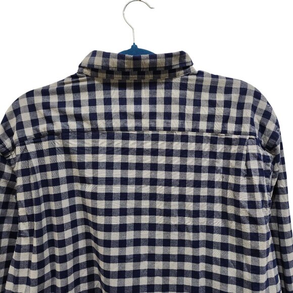 Old Navy Men's XL Blue White Gingham Button Up Shirt Regular Fit Built-In Flex - Picture 2 of 11